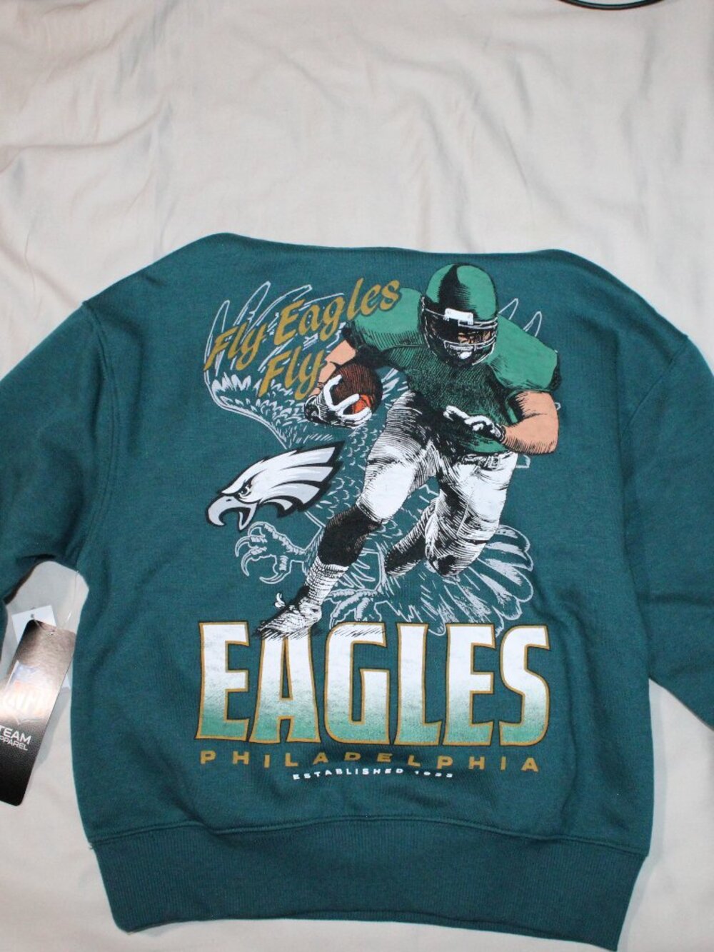 NWT NFL Team Boys Philadelphia Eagles Pullover Hoodie Teal Green Size XS (5) - Picture 6 of 7
